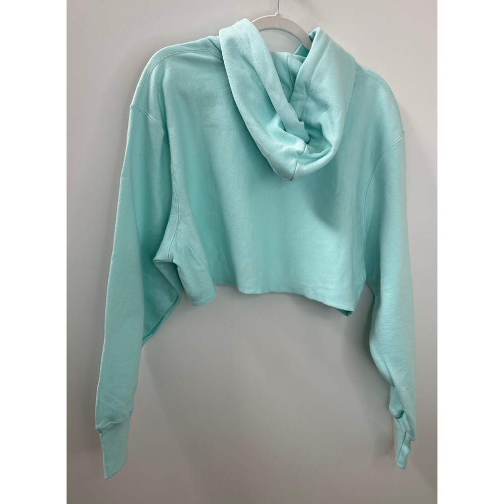 NWOT Champion Reverse Weave Cropped Cut Off Hoodie Sweatshirt Blue M Oversized - Picture 7 of 11